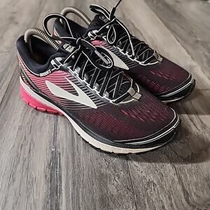 Brooks Womens Ghost 10 Black Pink Running Shoes Sneakers Size 7B
